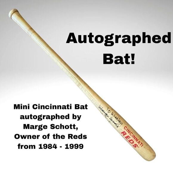 Other - Autographed Marge Schott Cincinnati Reds Mini Bat